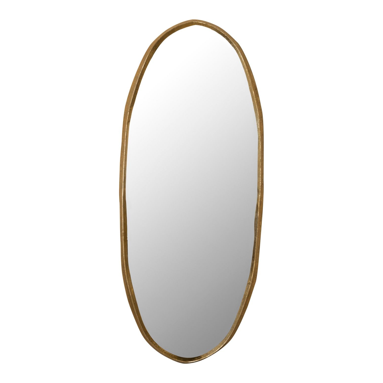 Spiegel Limera Brass Alu Oval, Gussaluminium in Messingoptik, 60 x 2 x 150 cm.
