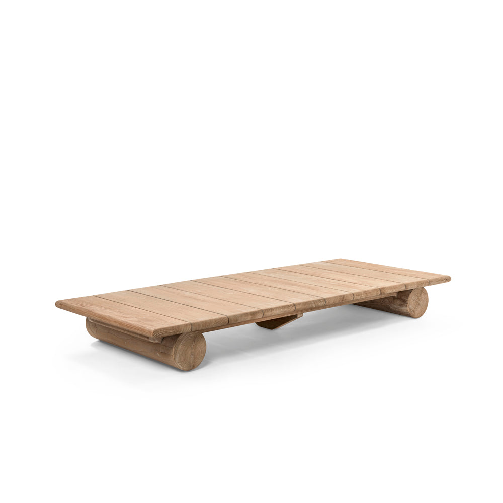 Sonnenliege Edge von Gommaire aus Teakholz Natural Grey ohne Polster