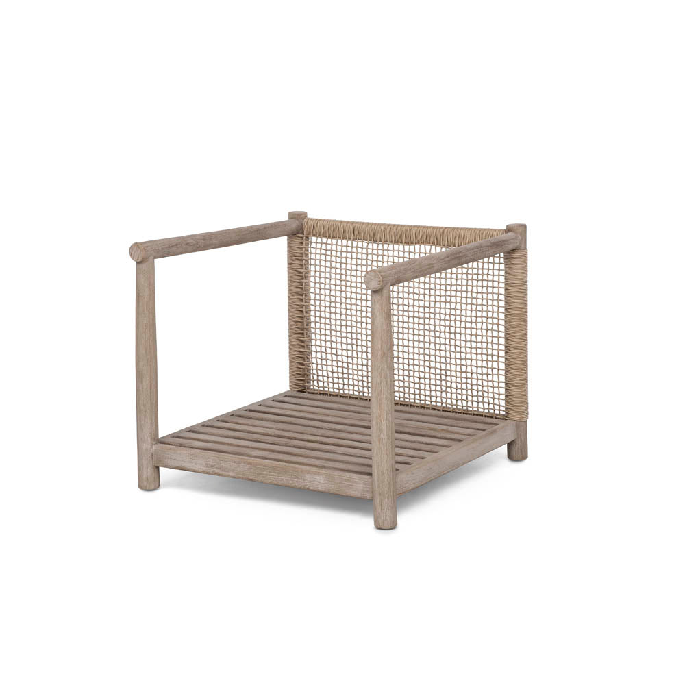 Gommaire Sessel Mieke aus Teak Natural Grey und PE Wicker Sand, ohne Polster