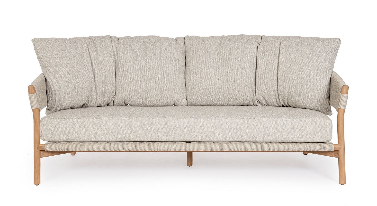 Outdoor Sofa Garita aus Teakholz und Seilgeflecht mit bequemen Kissen von Bizzotto