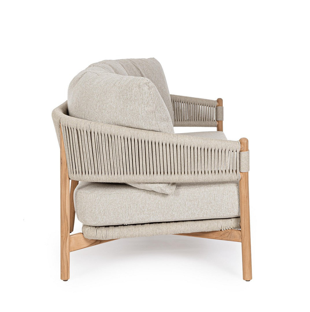 Outdoor Sofa Garita aus Teakholz und Seilgeflecht mit bequemen Kissen von Bizzotto