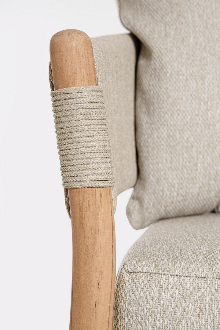 Outdoor Sofa Garita aus Teakholz und Seilgeflecht mit bequemen Kissen von Bizzotto