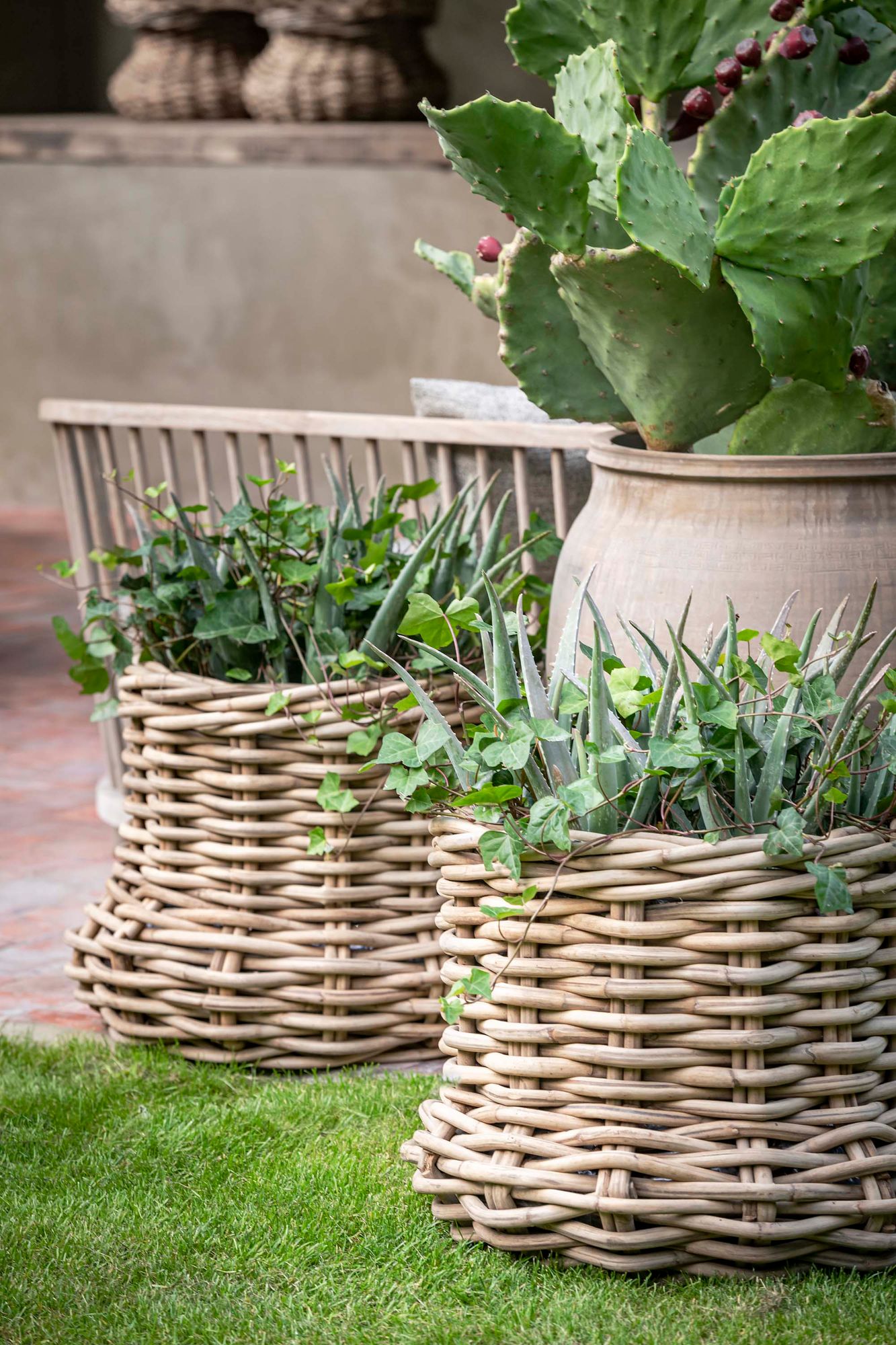 Gommaire Pflanzkorb Nell aus Rattan in den Größen Small und Large für Outdoor | Gommaire bei STUFF Shop kaufen