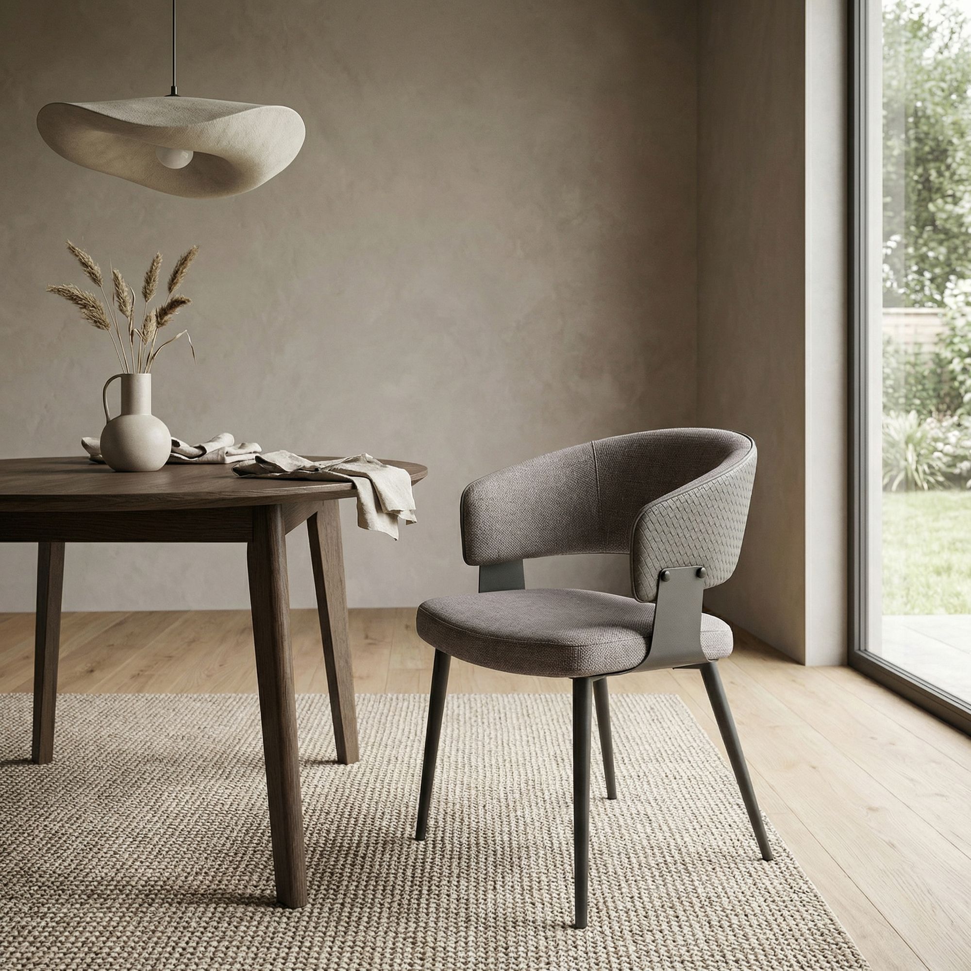 Armlehnenstuhl Romy Grau mit Stoffbezug und Stahlgestell | Bizzotto bei STUFF Shop kaufen