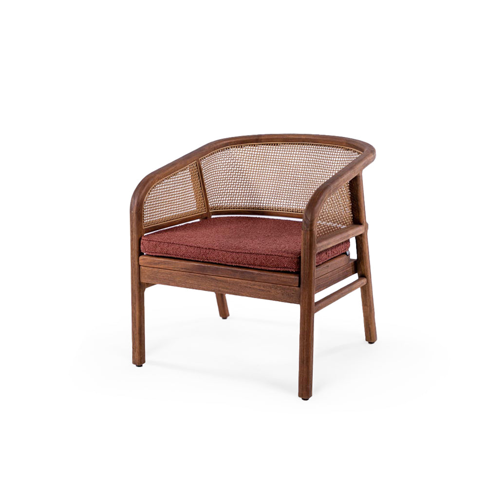Outdoor Sessel Imen aus Teakholz mit PE Wicker Geflecht in Emas Brown ohne Polster | Gommaire bei STUFF Shop kaufen