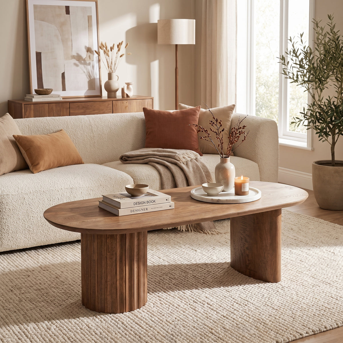 Couchtisch Orissa Naturfarbe von Bizzotto – Mangoholz 130 cm im stilvoll eingerichteten Wohnzimmer, STUFF Shop