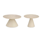 Couchtisch-Set Hardy niedrig | Keramik Travertinoptik, Ø 50 + 60 cm