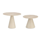 Couchtisch-Set Hardy hoch | Keramik Travertinoptik, Ø 50 + 60 cm