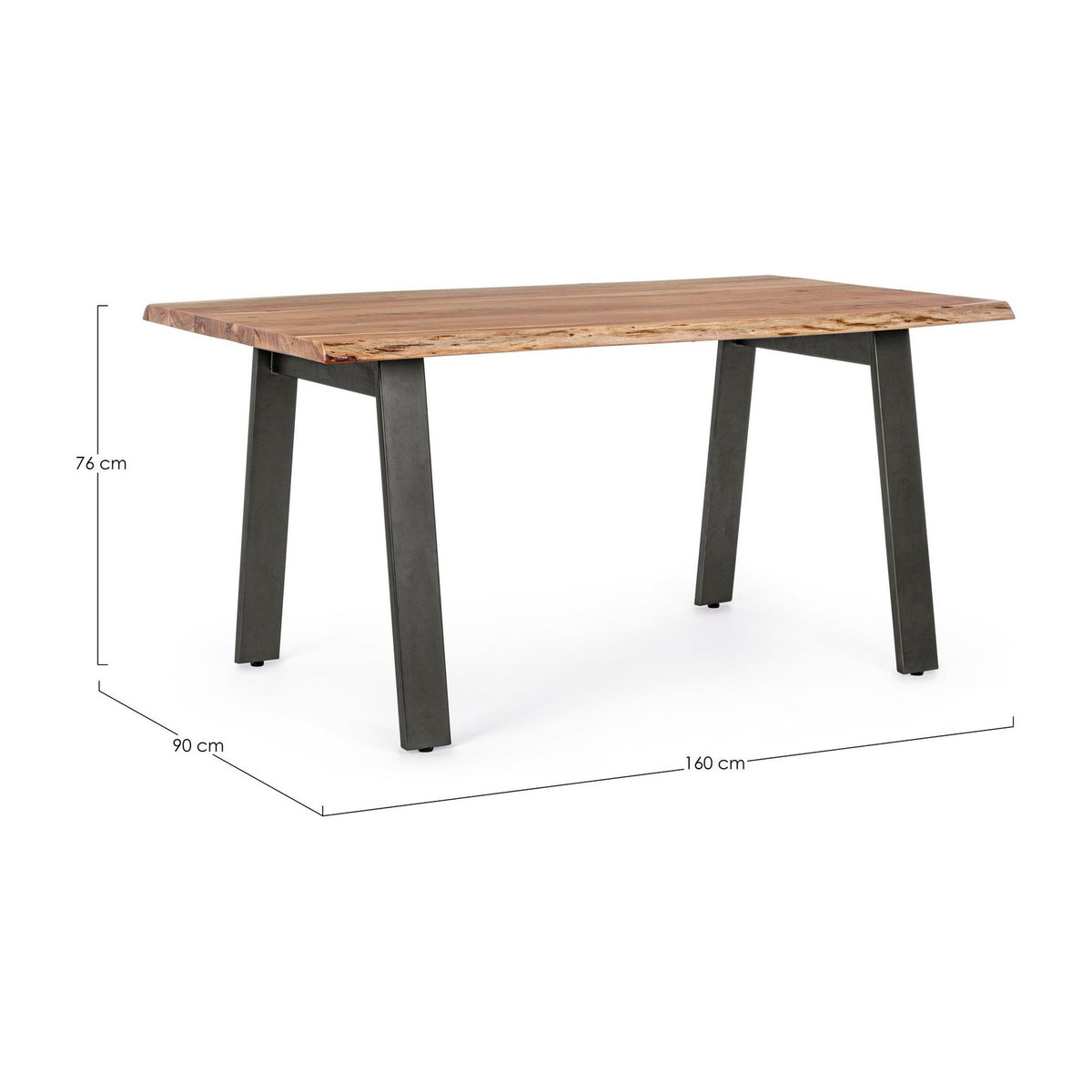 Maßzeichnung Esstisch Aron 160 × 90 cm von Bizzotto