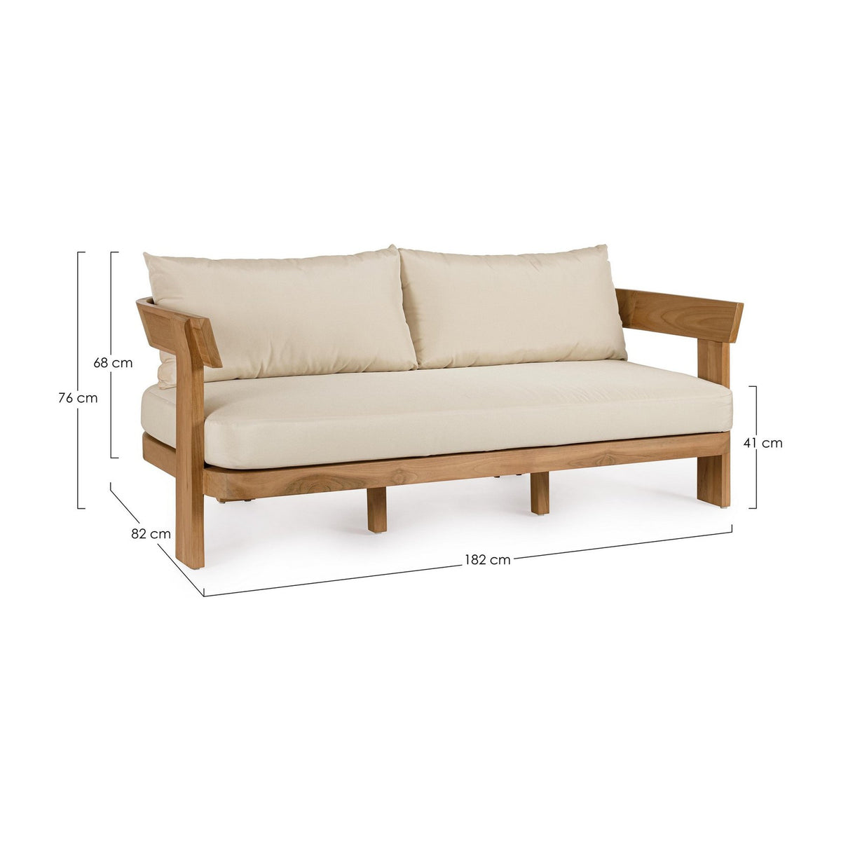 Maßzeichnung Gartensofa Evora von Bizzotto