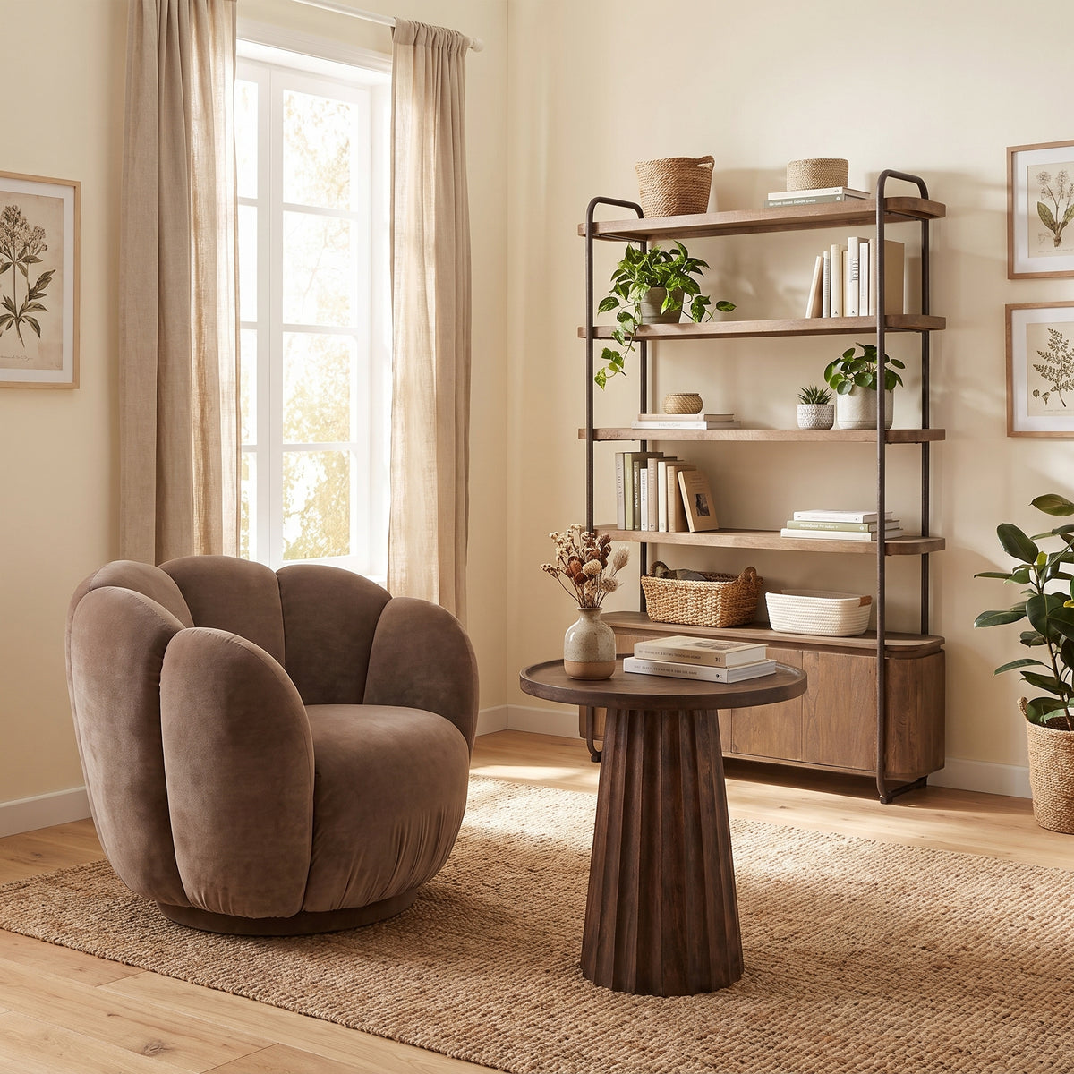 Loungesessel Tulip Biscuit | Beige, runde Form