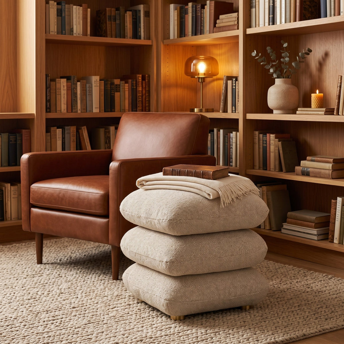 Pouf Antara Beige von Bizzotto im Wohnraum