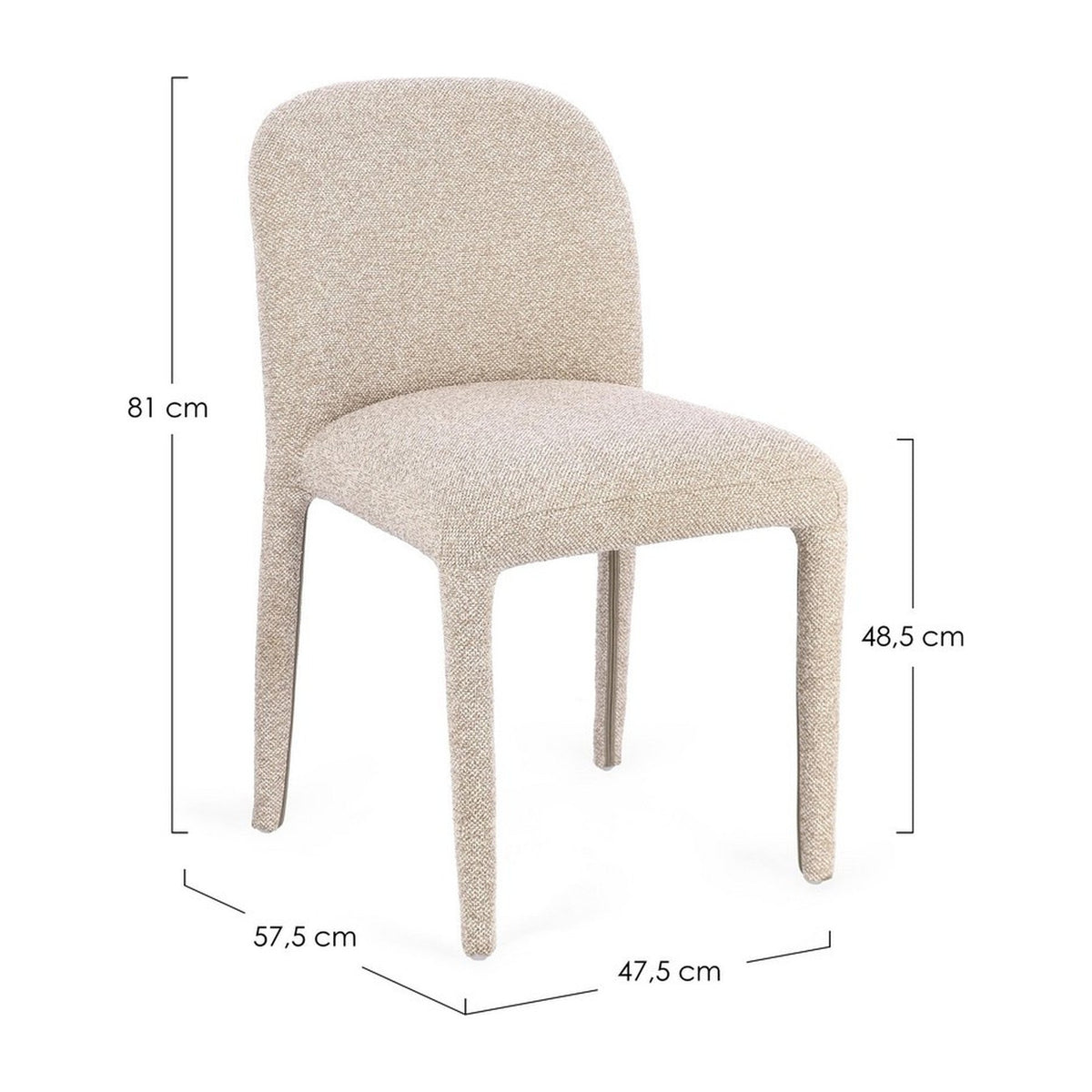 Maßzeichnung Esszimmerstuhl Antara Beige von Bizzotto