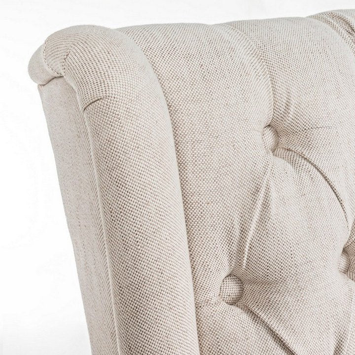 Polsterstuhl Columbia Beige von Bizzotto, Nahaufnahme von Material und Verarbeitung