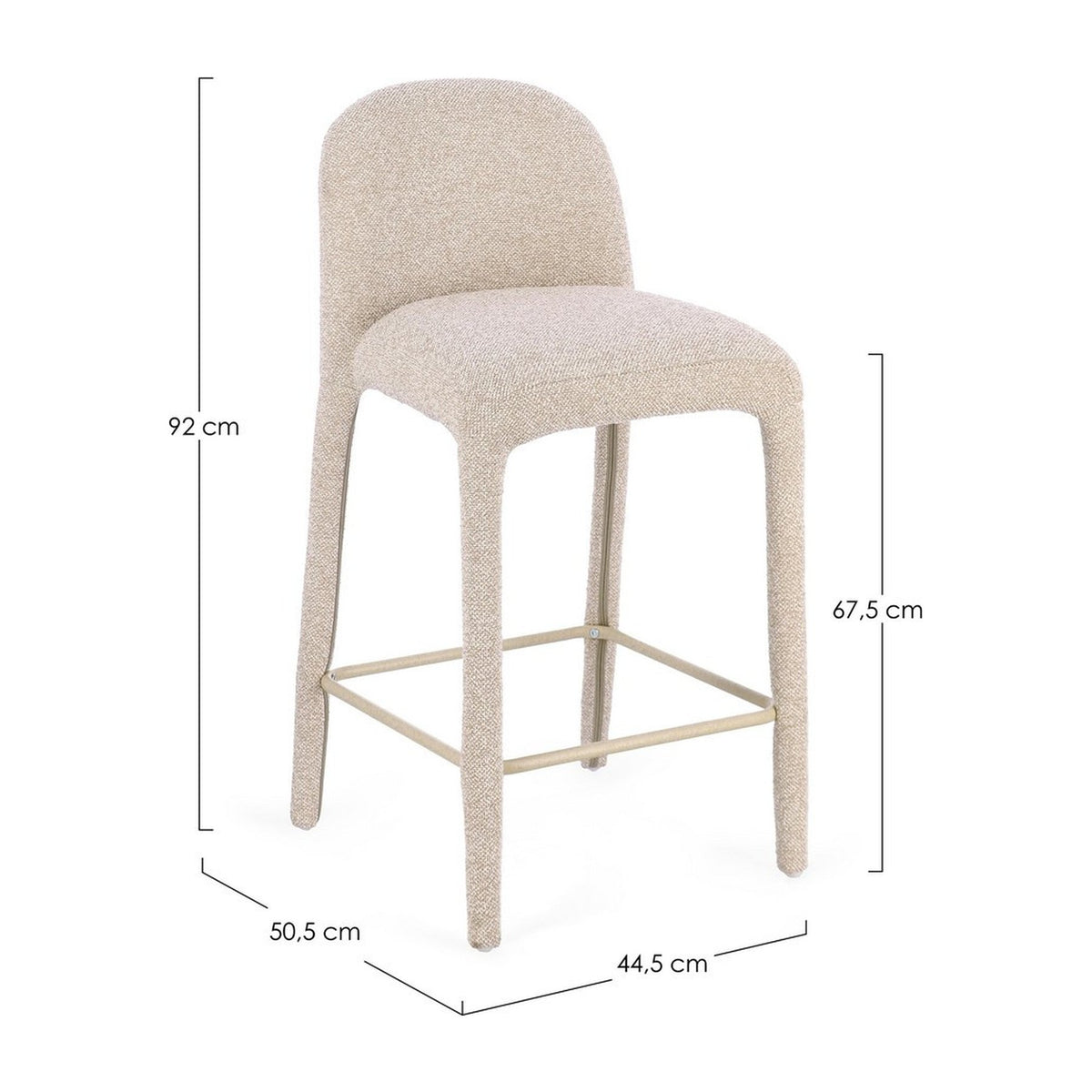 Maßzeichnung Tresenstuhl Antara Beige von Bizzotto