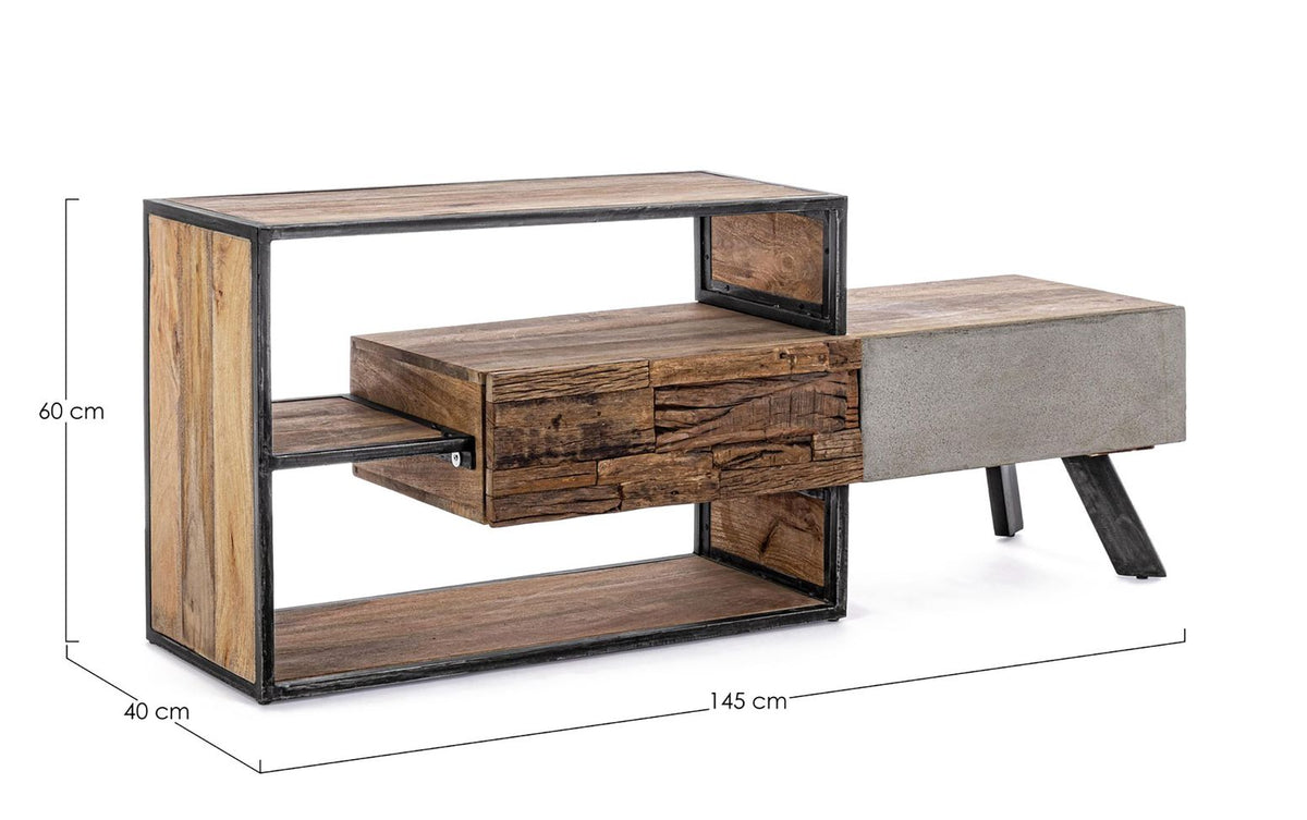 TV-Schrank Manchester 145 cm von Bizzotto, Maßzeichnung B 145 × T 40 × H 60 cm
