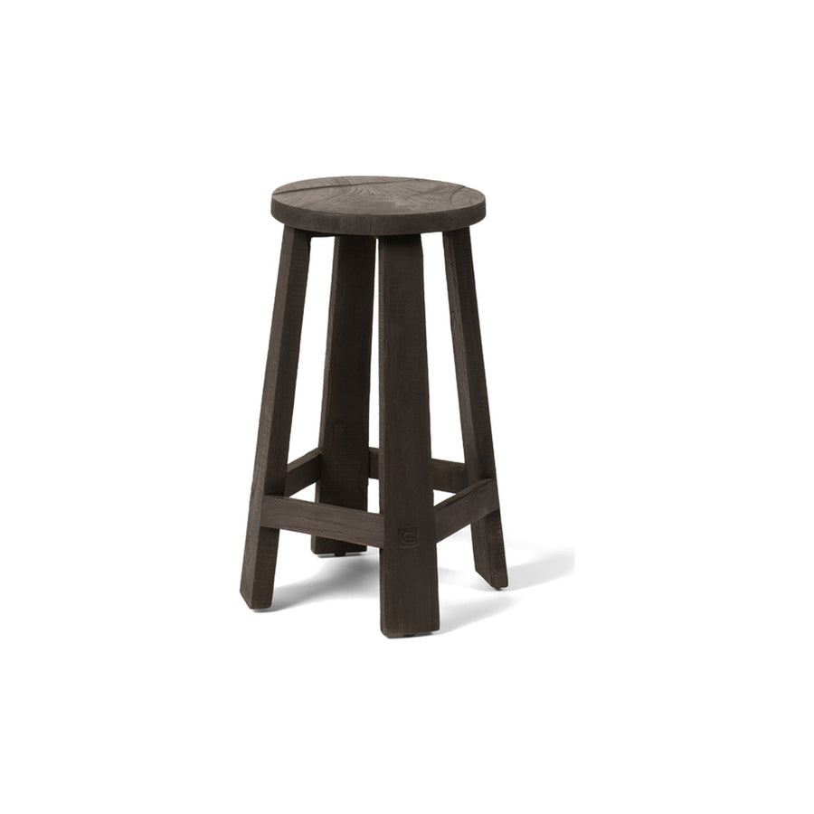 Barhocker Alex Teak Anthrazit von Gommaire, Teak Anthrazit, Ø 34 × H 65 cm, Freisteller