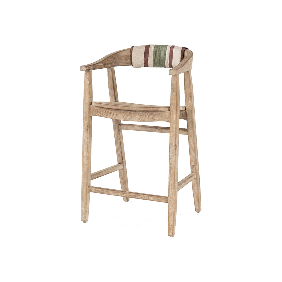 Barstuhl Faye Teak Natural Grey von Gommaire, mit optionalem Sitz- und Rückenkissen