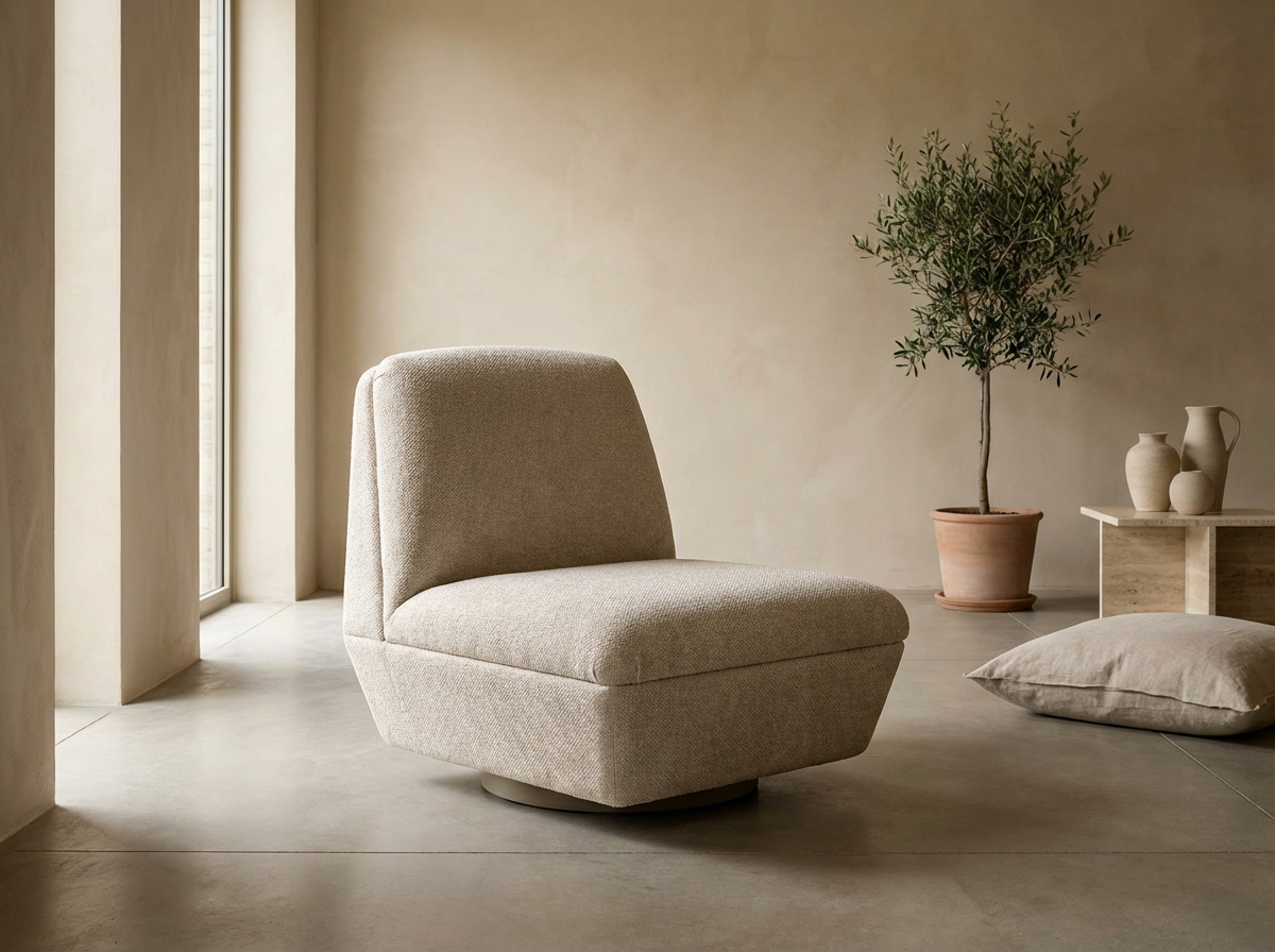 Gommaire Club Sessel Jules drehbar Ivory eleganter Indoor Sessel in hellem Cremeton | STUFF Shop