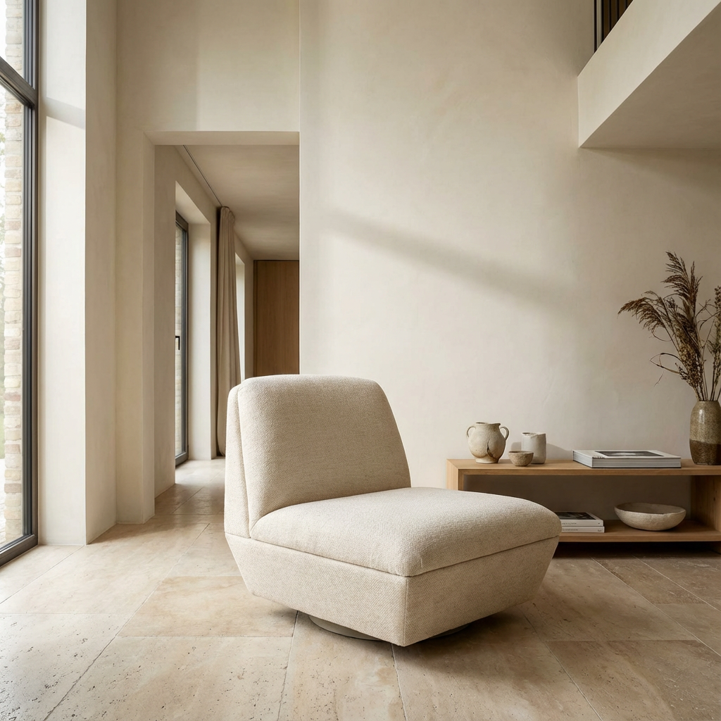 Gommaire Club Sessel Jules drehbar Ivory eleganter Indoor Sessel in hellem Cremeton | STUFF Shop