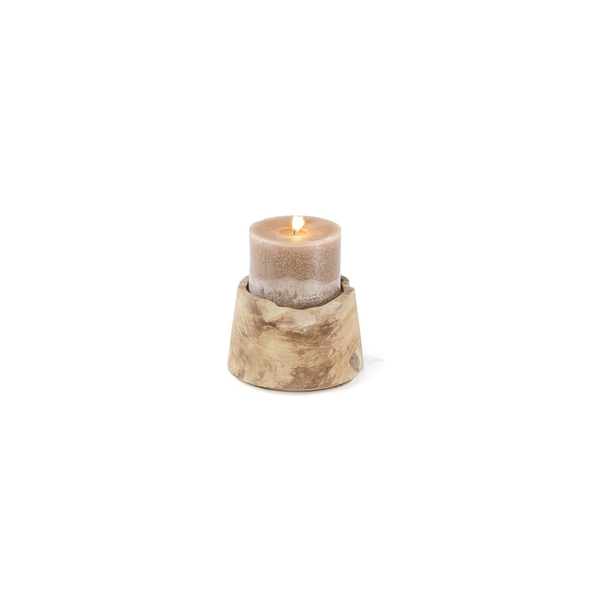 Kerzenhalter Binta Teakwurzel Natural Grey Small von Gommaire, Teakwurzel Natural Grey, Ø 17,5 × H 12 cm, Freisteller