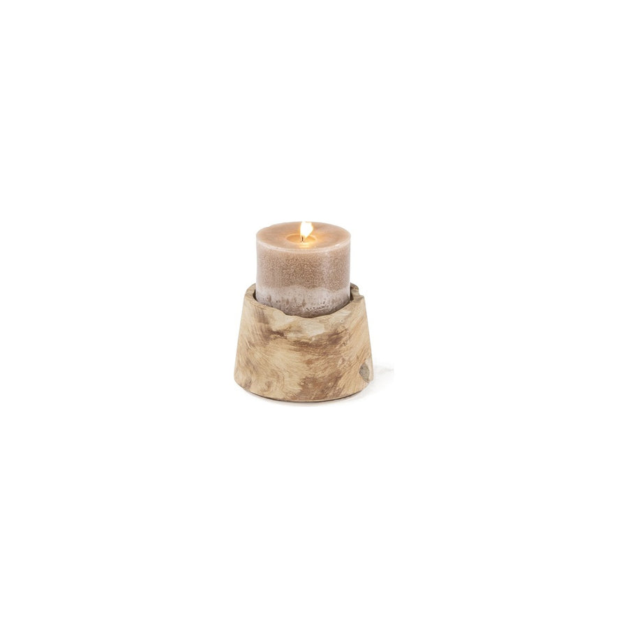 Kerzenhalter Binta Teakwurzel Natural Grey Small von Gommaire, Teakwurzel Natural Grey, Ø 17,5 × H 12 cm, Freisteller