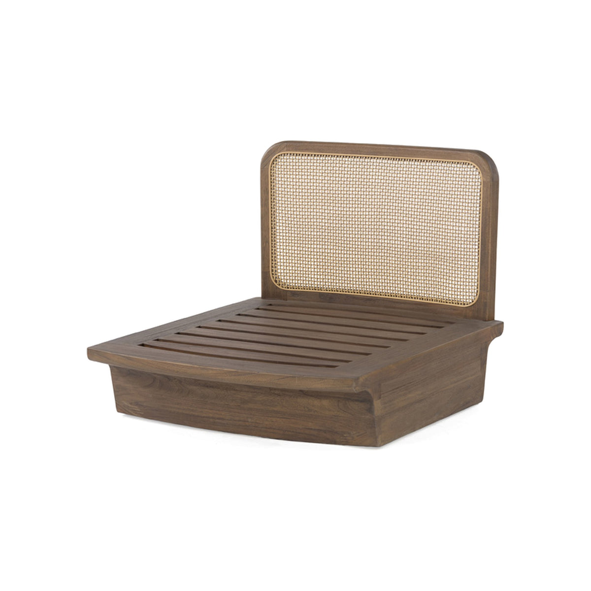 Modulsofa Boa Teak Emas Brown von Gommaire, Mittelelement ohne Polster, Teak Emas Brown und PE-Rattan Blend, B 78 × T 90 × H 65 cm