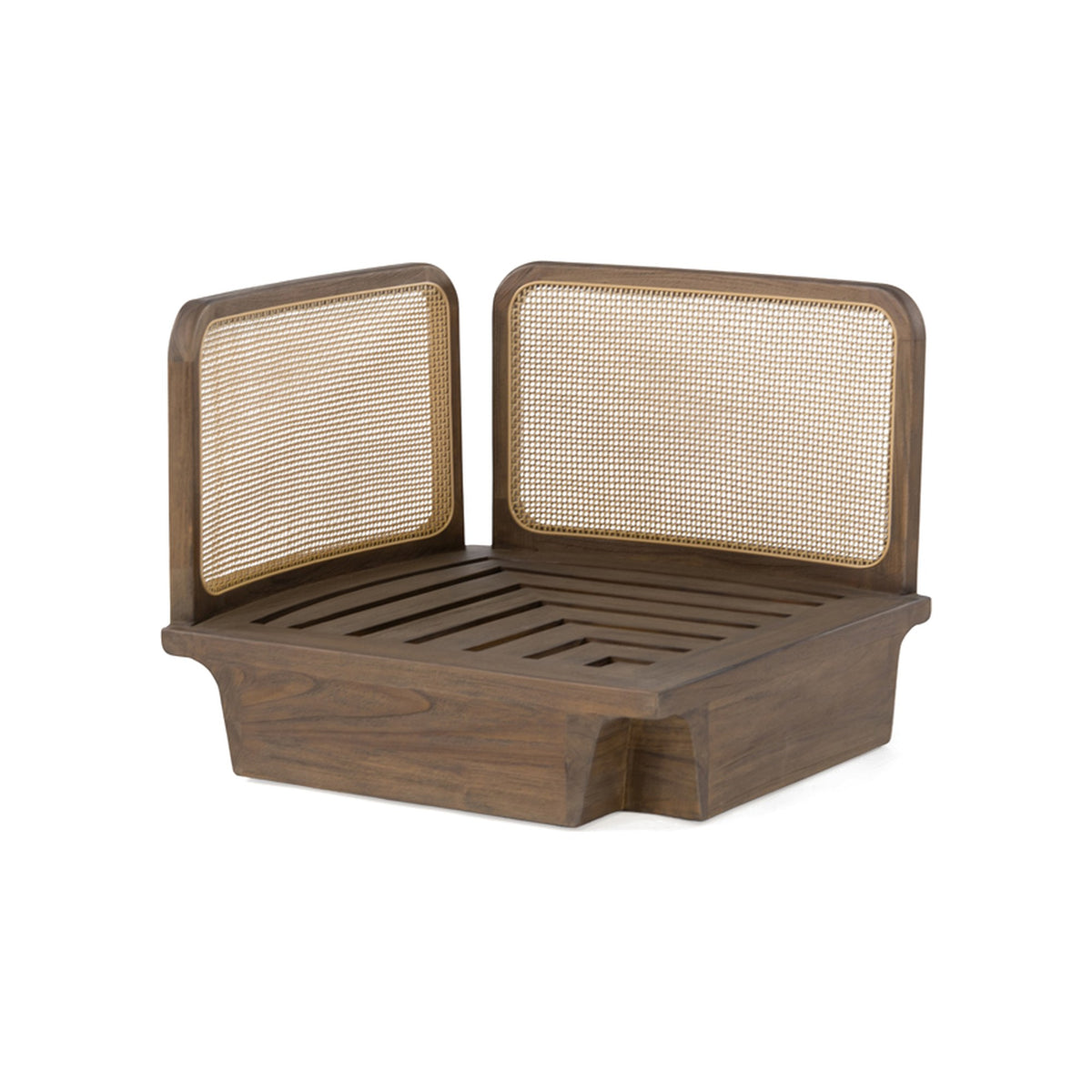 Modulsofa Boa Teak Emas Brown von Gommaire, Eckelement ohne Polster, Teak Emas Brown und PE-Rattan Blend, B 85 × T 85 × H 65 cm