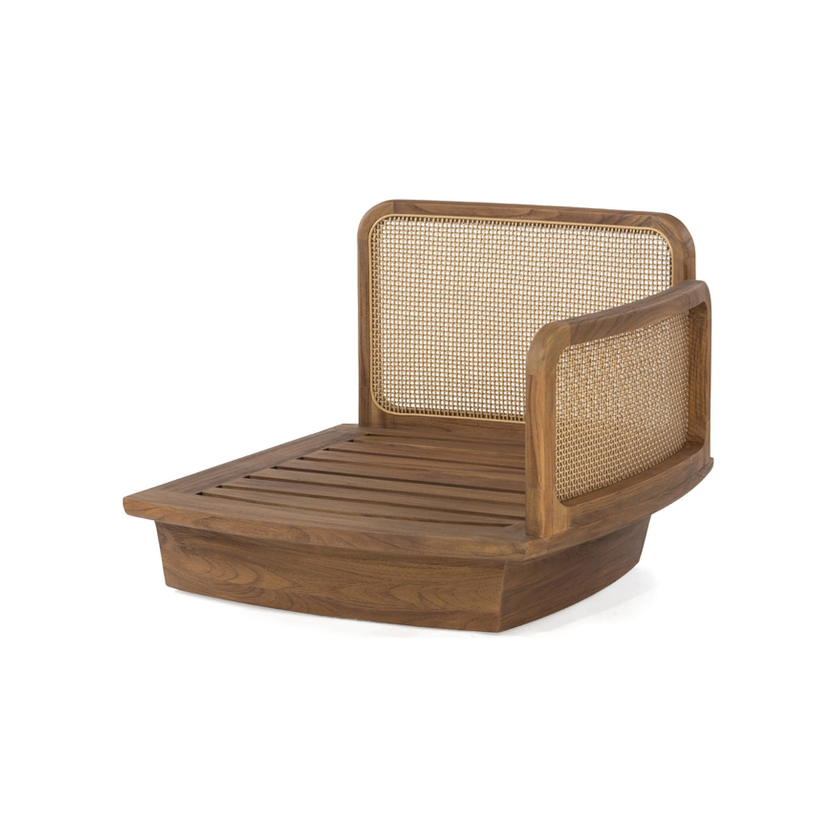 Modulsofa Boa Teak Emas Brown von Gommaire, Element links ohne Polster, Teak Emas Brown und PE-Rattan Blend, B 85 × T 90 × H 65 cm