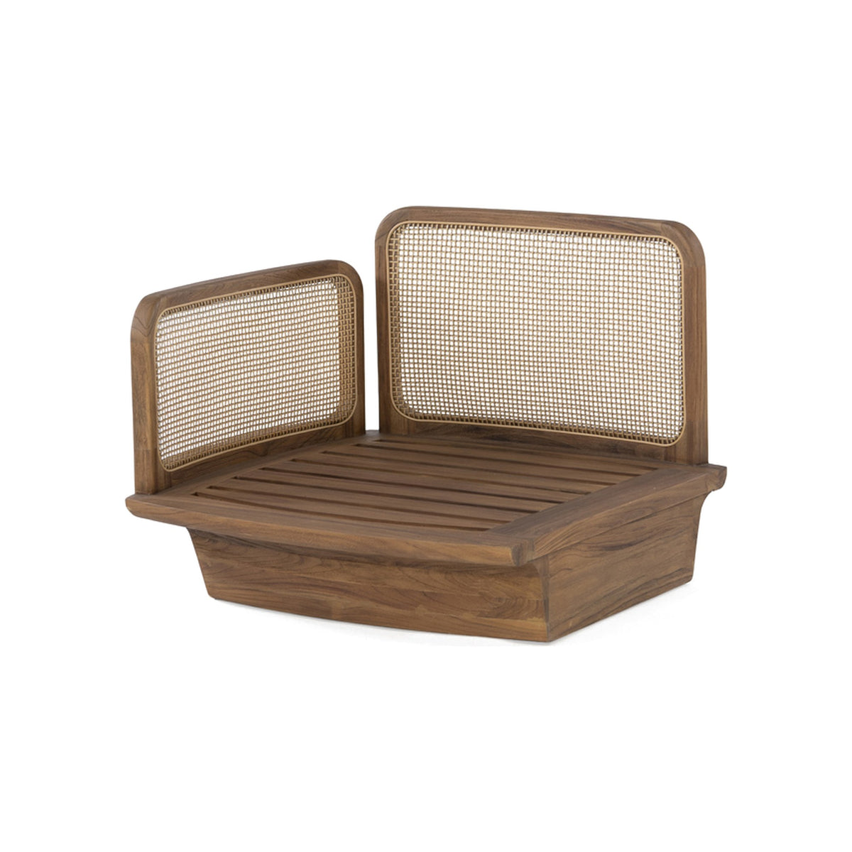 Modulsofa Boa Teak Emas Brown von Gommaire, Element rechts ohne Polster, Teak Emas Brown und PE-Rattan Blend, B 85 × T 90 × H 65 cm