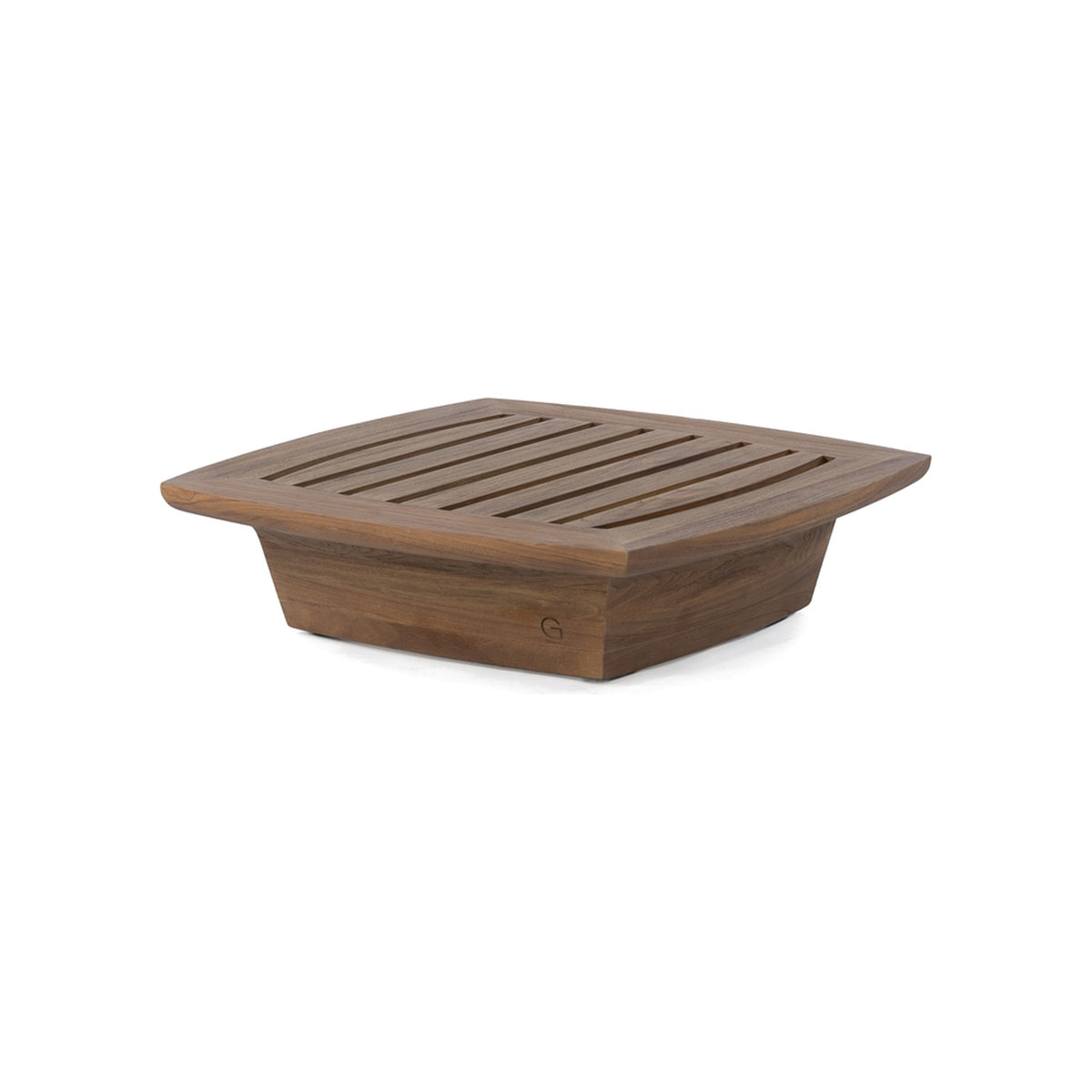 Modulsofa Boa Teak Emas Brown von Gommaire, Ottomane ohne Polster, Teak Emas Brown und PE-Rattan Blend, B 75 × T 75 × H 20 cm