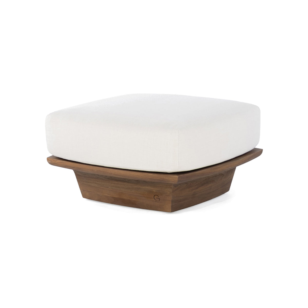 Modulsofa Boa Teak Emas Brown von Gommaire, Ottomane mit Polster im Beispielstoff, Teak Emas Brown und PE-Rattan Blend, B 75 × T 75 × H 20 cm