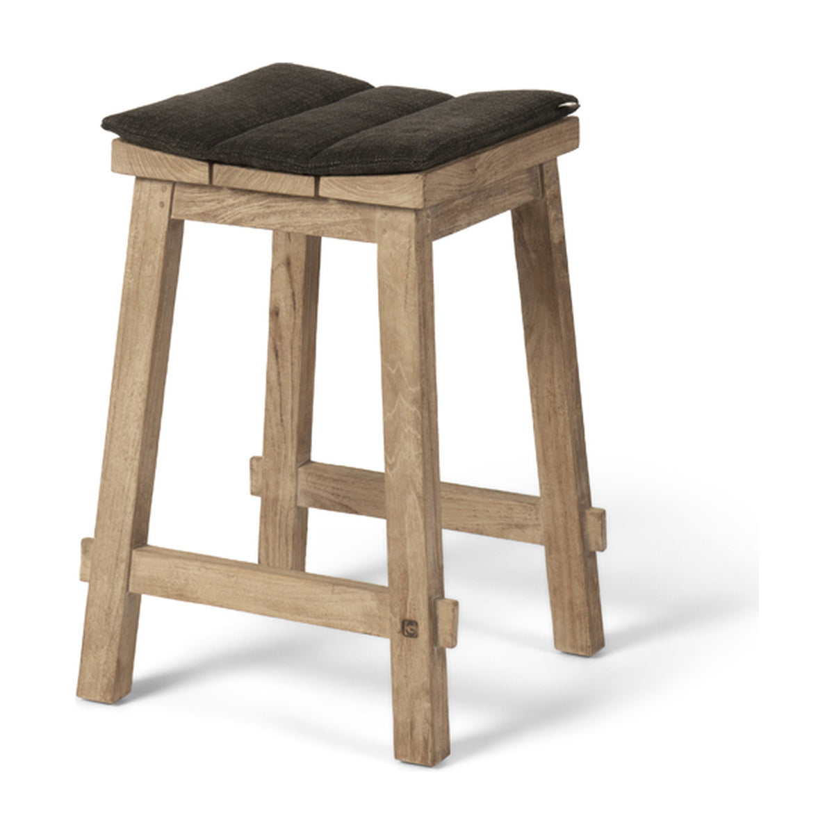 Outdoor Barhocker Alexi Teak von Gommaire, mit Sitzkissen im Gommaire-Standardstoff