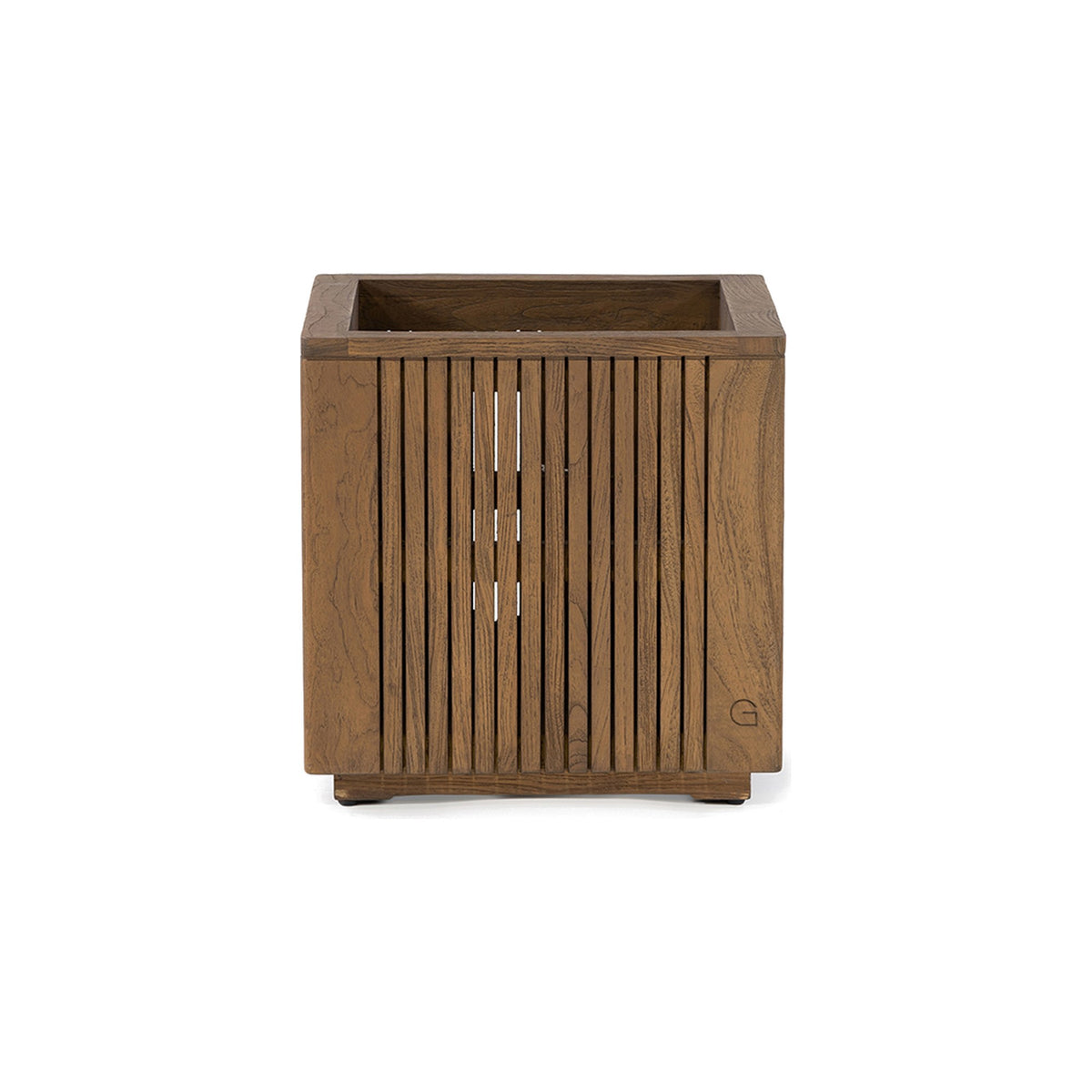 Pflanzkübel Nora Teak Emas Brown Small von Gommaire, Teak Emas Brown, 50 × 50 × H 50 cm, Freisteller