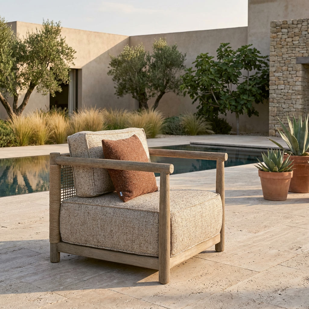 Gommaire Sessel Mieke mit Polstern in der Stoffgruppe Limonta für den Garten | bei STUFF Shop online kaufen!