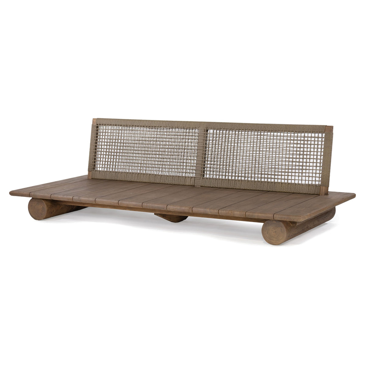 Sofa Edge Teak Emas Brown von Gommaire, Teak Emas Brown und PE-Rattan Antique Weed, B 240 × T 98 × H 72 cm, Freisteller ohne Kissen