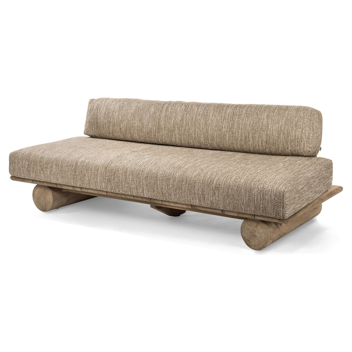 Sofa Edge Teak Emas Brown von Gommaire mit Kissenset, Beispielstoff, B 240 × T 98 × H 72 cm