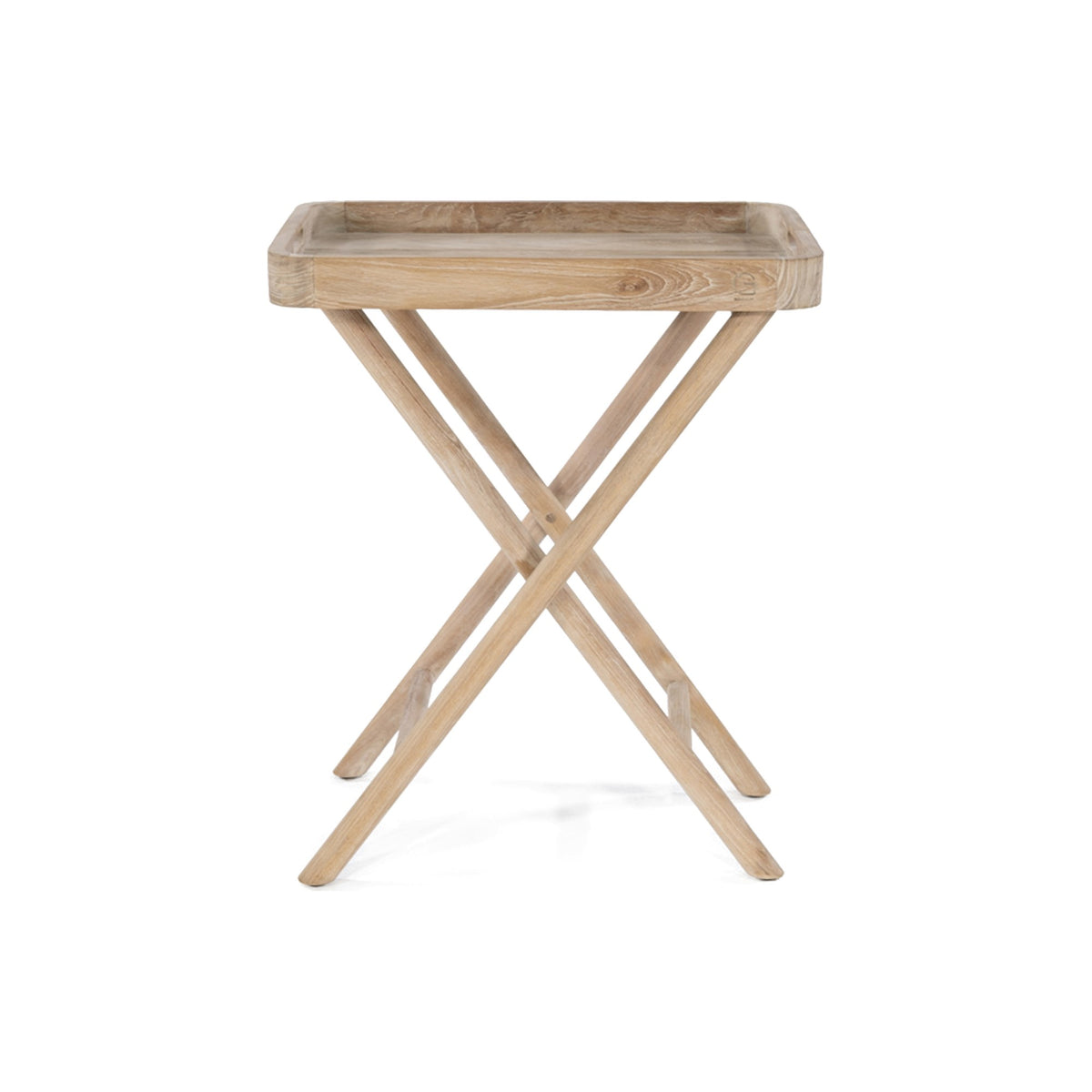 Tabletttisch James Teak Natural Grey Large von Gommaire, Teak Natural Grey, 65 × 45 × H 80 cm, Freisteller
