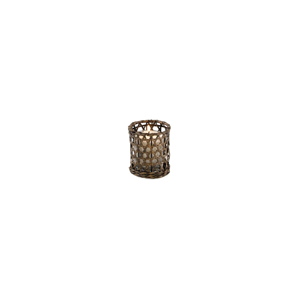 Teelichthalter Lati Bambus Braun von Gommaire, Bambus Braun, Ø 10 × H 12 cm, Freisteller