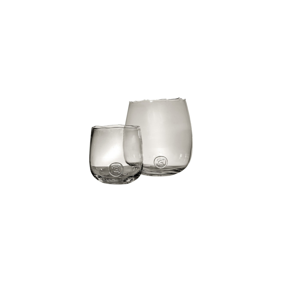Vase Diana Rauchglas Large von Gommaire, Rauchglas, Ø 21 × H 27 cm, Freisteller, Small und Large nebeneinander