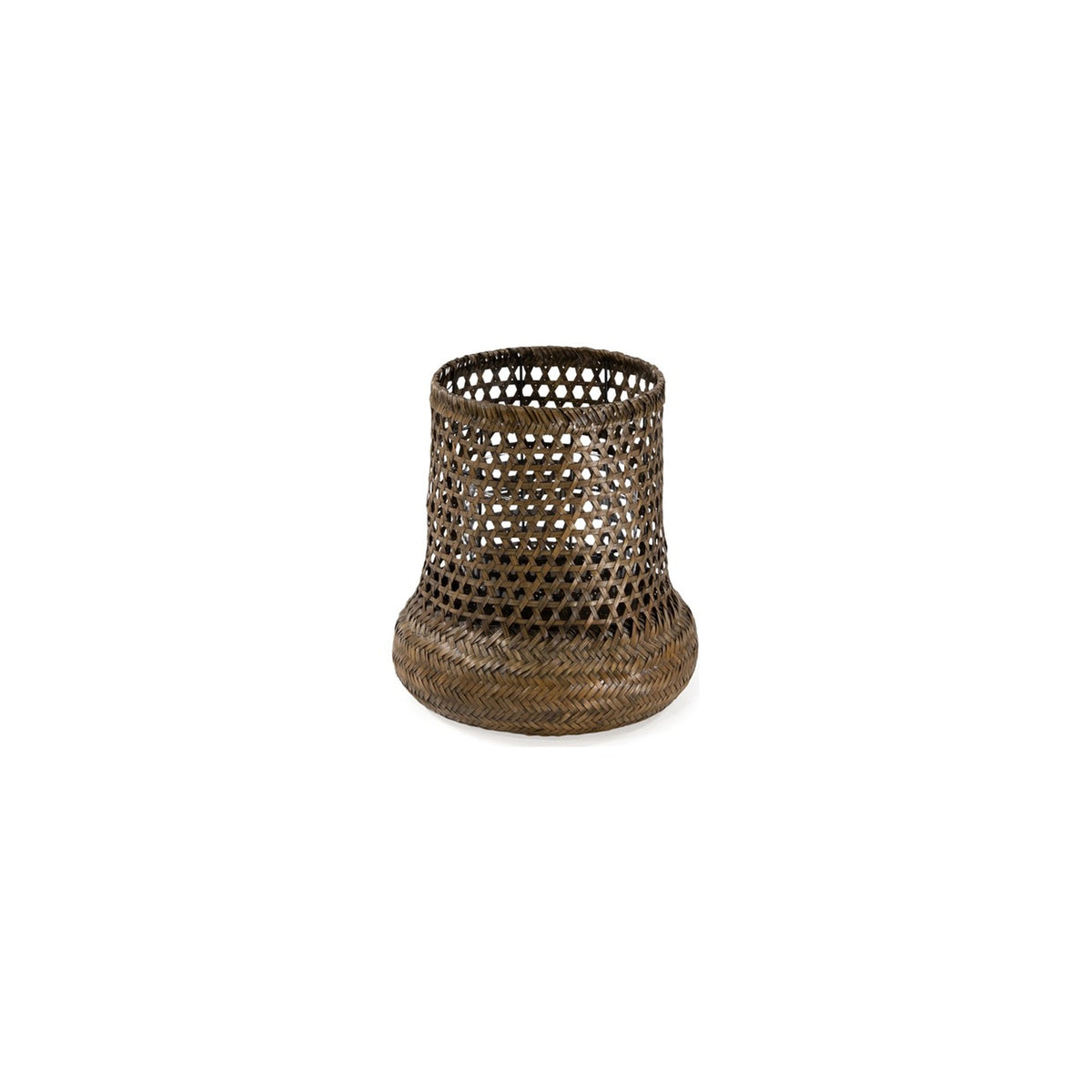 Windlicht Beckley Bambus Braun von Gommaire, Bambus Braun, Ø 34 × H 37,5 cm, Freisteller