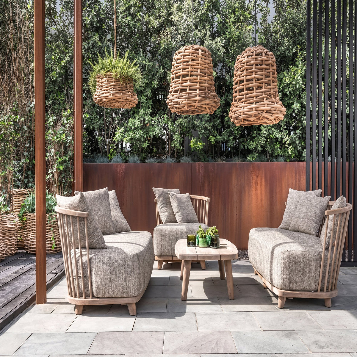 Hängekorb Luca von Gommaire, CL Rattan, Ø 60 × H 30 cm – Milieubild