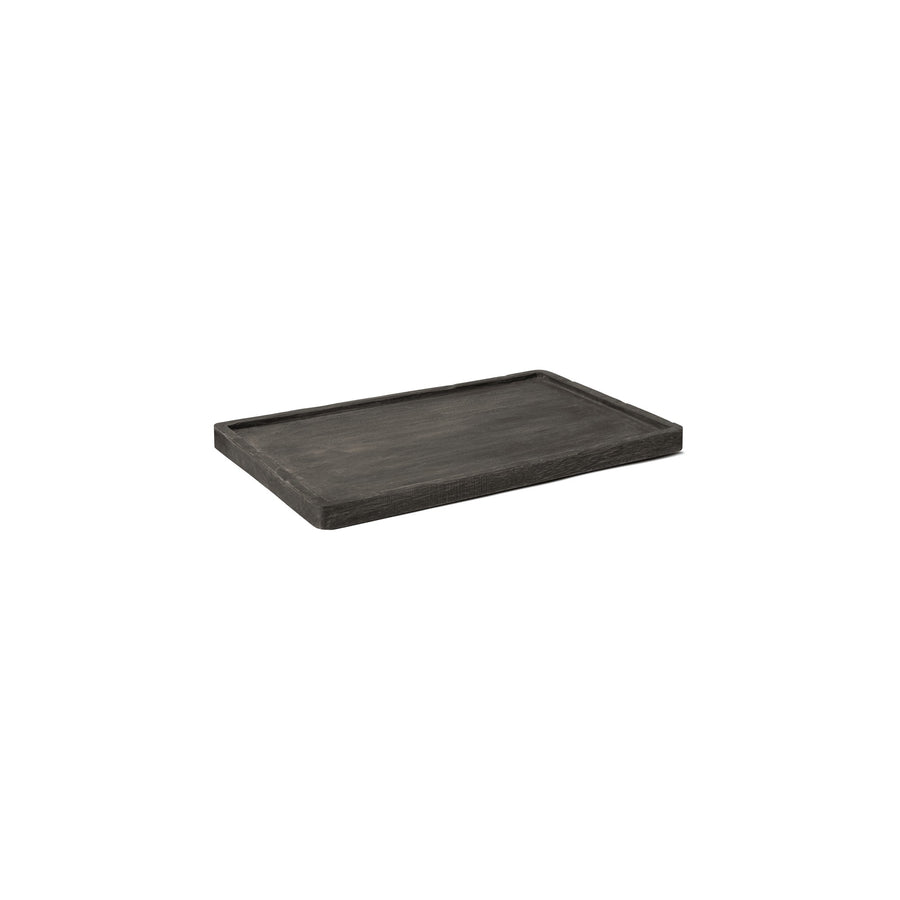 Tablett Mila Large von Gommaire, Teak Grau, L 55 × W 35 × H 3 cm