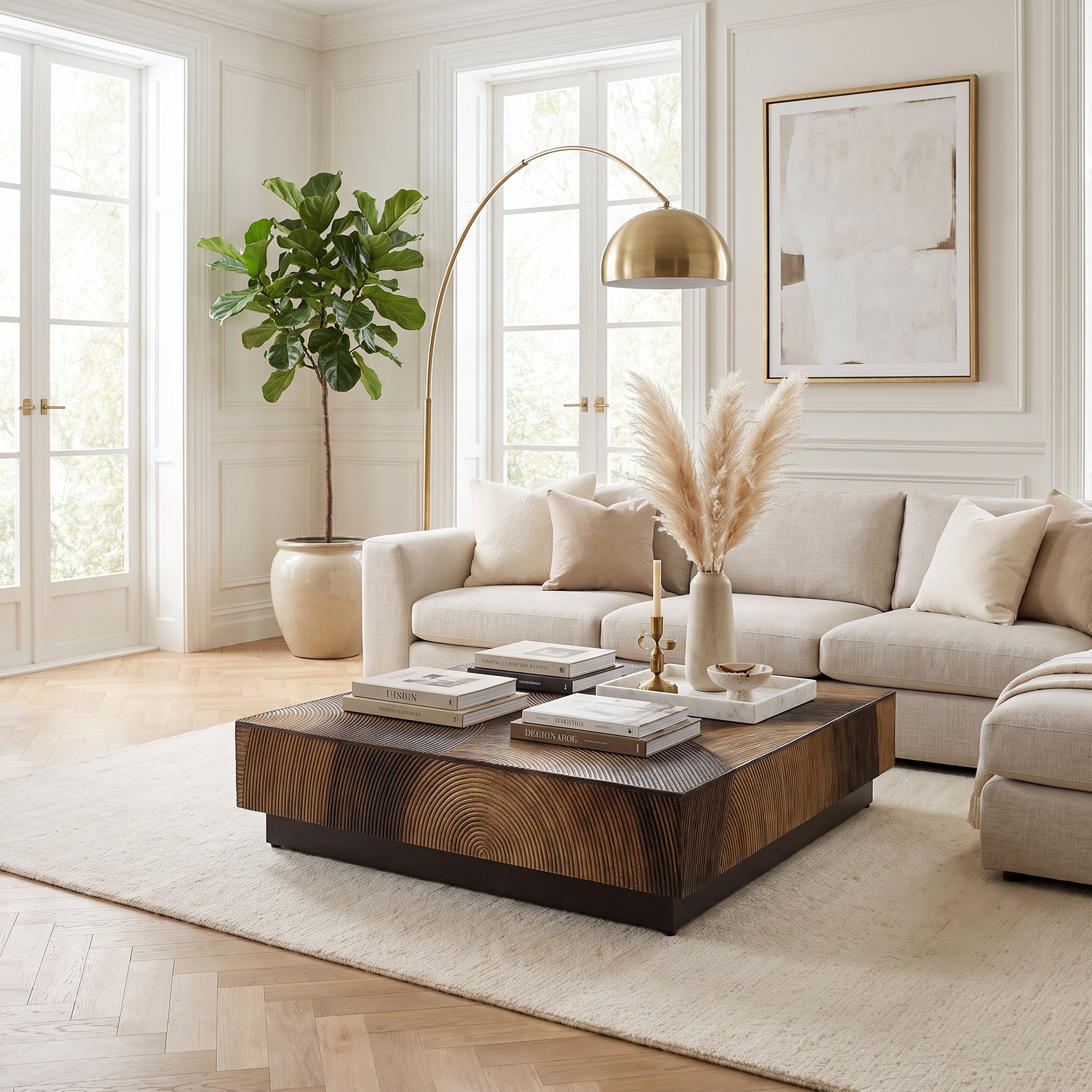Couchtisch Casablanca Braun von PTMD, helles gestyltes Wohnzimmer, STUFF Shop
