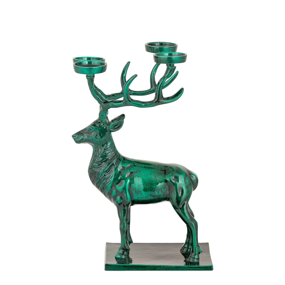 Kerzenhalter Jarica Hirsch Dunkelgrün, 40 cm, Freisteller