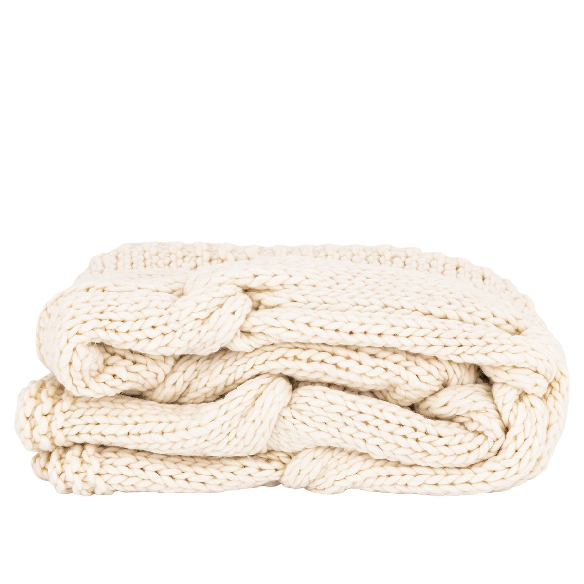 Plaid Rama Creme, handgestrickt, 130 × 170 cm, Freisteller