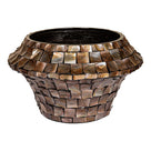 Übertopf Daven Bronze 30 cm | Bambus mit Muschelmosaik