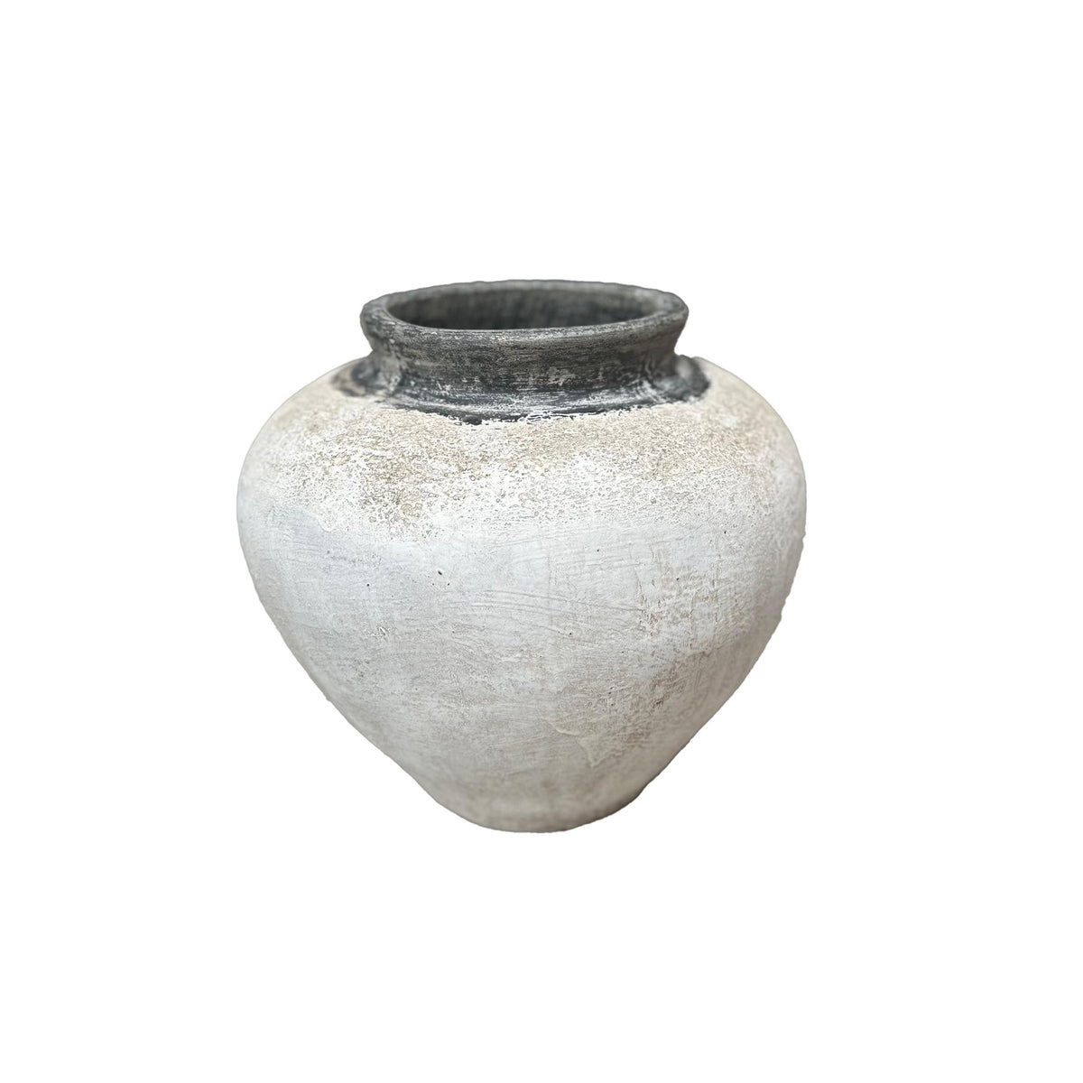 Übertopf Jinsu Weiß antik bauchig 45 cm, Freisteller