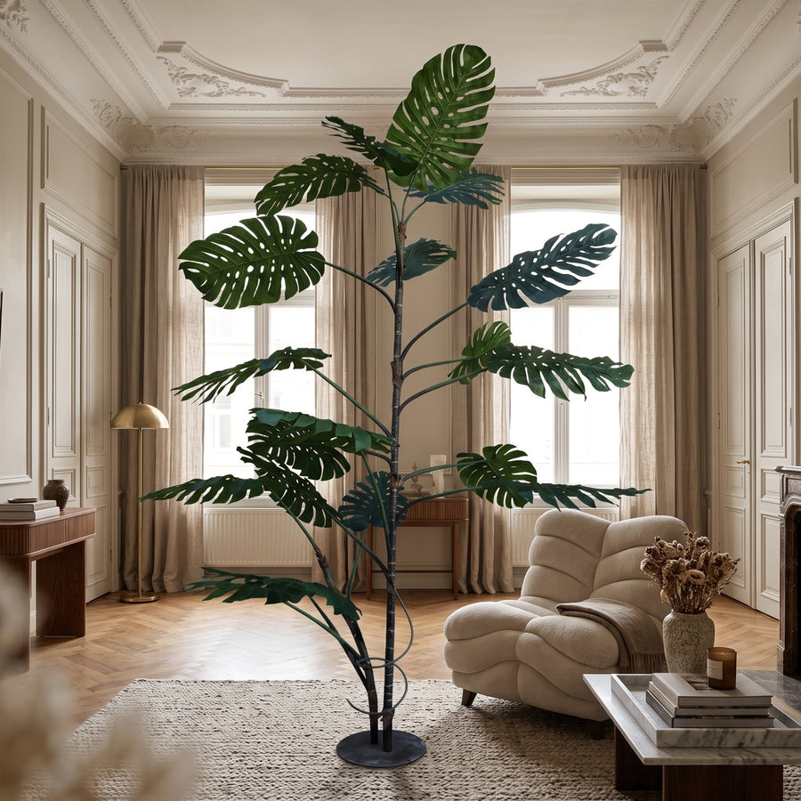 Künstliche Monstera XL Fensterblatt-Pflanze, 420 cm hoch | Interiorbild | PTMD bei STUFF Shop kaufen