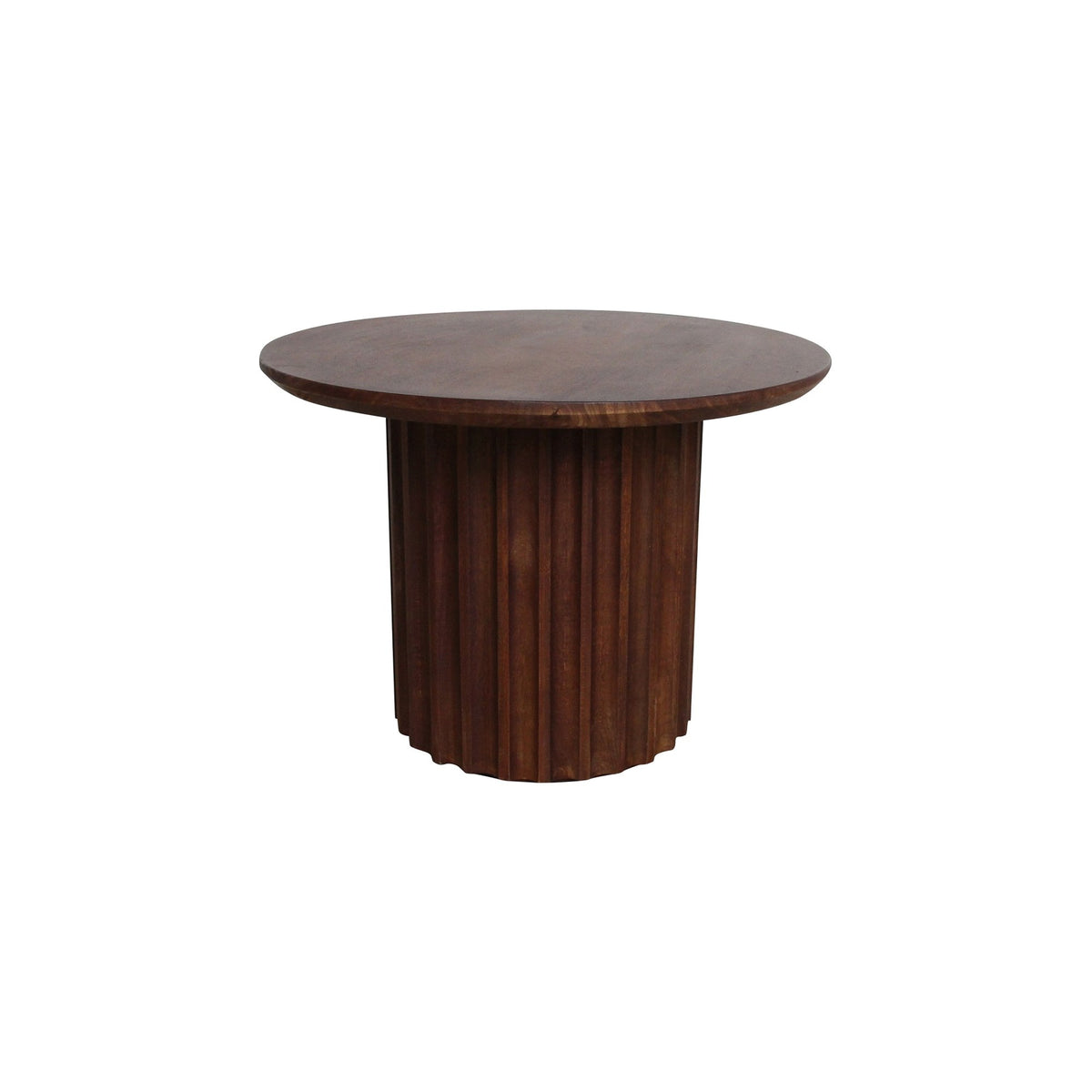 Beistelltisch Curvo rund aus Mangoholz mit Rillenfuß, braun, Ø 55 cm, 40 cm hoch | Freisteller | STUFF Loft